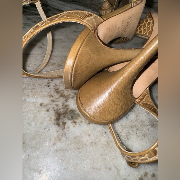 DIOR Embossed Ankle Strap Heel 38.5 - Picture 10 of 14